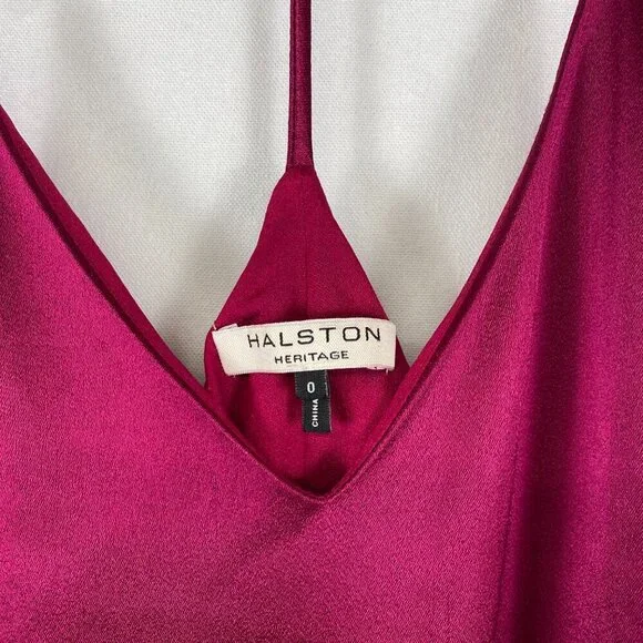 Halston Heritage Women's pink Satin Slip Gown Size 0 Classic Event Wedding maxi - Picture 6 of 6